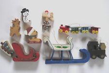 Vintage Christmas Tree Wooden Ornaments and Decorations Lot Of 8 picture