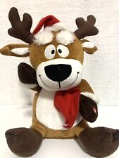 Gemmy Christmas Animated Musical Plush Reindeer Sings Shout Wiggles Eyebrows EUC picture