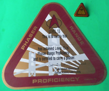 Vintage Star Trek Phaser Range Level 13 Proficiency Certificate and Pin NOS picture