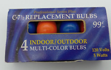 Indoor Outdoor C-7 1/2 Christmas Lights 4pc Blue Red Orange Bulbs 120V picture