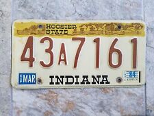 1984 Indiana Vehicle Auto Car Truck License Plate 43A7161 Hoosier State picture