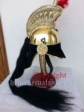 Napoleon Brass finish Style French Helmet Helmet Red Plume With Wooden Stand picture