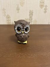 Vintage MCM BOHO Owl Figurine Collectable Big Eyes Brown Yellow Cute picture