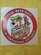 Vintage 1984 Yogi Bear Sticker I'm Earthquake Prepared  picture