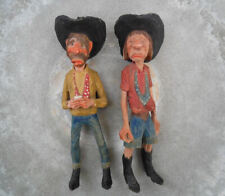 VINTAGE CARVED WOOD FIGURE H.S. ANDY ANDERSON WESTERN COUPLE FIGURES  LOT OF 2 picture