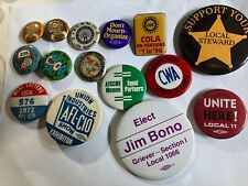 Mixed lot of 15 trade union buttons--Vintage (1930s CIO) to modern--UAW, IBT,etc picture