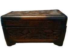 vintage hand carved wooden box picture