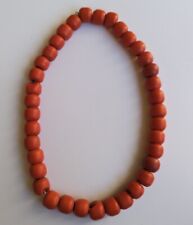 16” Antique Large Red Opaque Glass Padre Trade Bead Strand 12-14mm - 37 beads picture