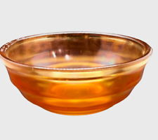 Antique 1922 Stamped Carnival Amber Marigold Ribbed Glass Mixing Bowl picture