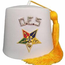 OES FEZ Order of the Eastern Star OES Rhinestone Pure White Fez- Pure White Fez picture