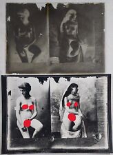 Rare Antique 19th/ 20th Century Glass Plate Negative Photograph Pin Up Nudes #1 picture