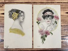 Lot of 2 Vintage Gartner & Bender Postcard Women Hand-Colored Unused 3.5”x5.5” picture