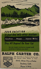 Vtg 1940s Auto Diagnostic Car Auto Service Ralph Carter  Stockton CA Postcard picture