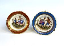Limoges France Miniature Porcelain Decorative Plates Lot of 2 -Gold Trim & Stand picture