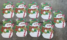 Qty.9) Vintage Eureka  Die Cut Snowman with Candy Cane Scarf Hat Christmas picture