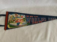 NY World’s Fair 1964 Pennant Blue Souvenir Banner 23” Faded picture
