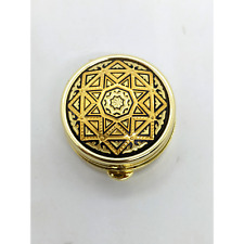 Vintage Damascene Spanish pill box pill case from Spain 24K Gold & Steel -Star picture