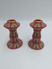 Vintage Millefiori Art Fimo Clay Coated Candlesticks Candle Holders picture