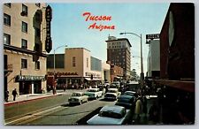 Tucson Arizona Street View Old Cars Walgreens Pharmacy Cancel 1961 PM Postcard picture