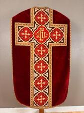 Antique Needlepoint Chasuble/Vestments in Brilliant Red picture