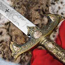 Knights Templar Medieval King Arthur Historical Sword with Scabbard and Plaque picture