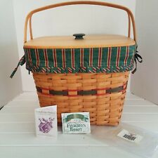 Longaberger 1995 Holiday Hostess Evergreen Basket Set+Lid CHRISTMAS 9TH EDITION picture