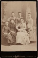 Antique Cabinet Card Photo Large Group of Women Sisters Franklin, PA 1800s picture