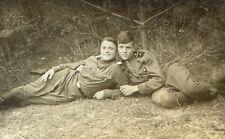 1960s Two Very Handsome Soldiers Guys Men Lying Hugging Gay Int Vintage Photo picture