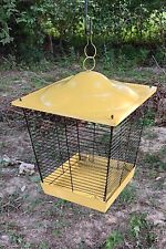 Vintage MCM Mid Century Modern Bright Yellow  flying saucer Bird  Parakeet Cage picture