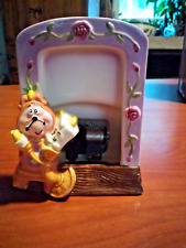 Vintage Ceramic Beauty and the Beast 3x5 Photo Frame/Music Box. EUC Japan. WORKS picture
