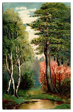 Antique Embossed Forest Scene, Landscape, Postcard picture