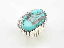 Important Zuni Sterling Silver Ring Turquoise Blue Size 10 picture