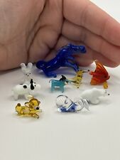 Vintage Miniature Hand Blown Colored Art Glass Animal Figurines Trinkets Lot picture