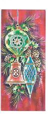 Vintage Slim Holiday Christmas Greeting Card Collectible Colorful Ornaments picture