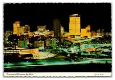 Vintage 1980s - Downtown Edmonton By Night - Alberta, Canada Postcard (UnPosted) picture