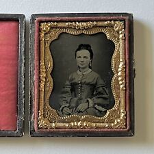 Antique Cased Tintype Photograph Beautiful Affluent Young Woman Possible ID picture