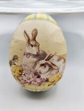 Large Paper Mache Covered EASTER EGG Fillable Opens Pastel by Idea Home Range picture