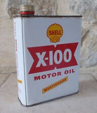 Antique SHELL X-100 white Multigrade Oil can tin old vintage France french picture