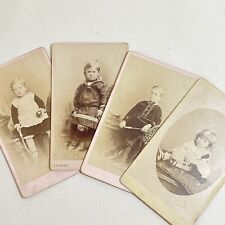 Carte de Visite Photographs Children w/ Toys 1880s  Antique UK Lafosse Lot of 4  picture