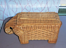 Vintage Unbranded Wicker Elephant Shaped Basket with Lid picture