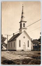 Burr Oak MI~Missouri Synod St John's Lutheran~Rose Window 1919 CR Childs RPPC picture