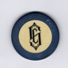 NICE SC 1920'S CREST AND SEAL POKER CHIP - BLUE picture