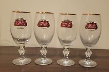 4 Stella Artois Belgian Crystal Beer Glasses Gold Rim 33 cl picture