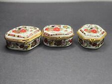 Beautiful Set Of 3 Pill/ Trinket Hinged Porcelain Boxes picture