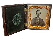 Antique Daguerreotype Ambrotype Photograph Tintype in Hard Case Man Sharp Eyes picture