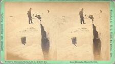 1881 H C Heath Stereoview – Minnesota Snow Blockade – Cutting Snow Blocks picture