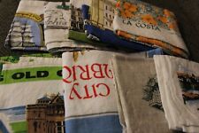 Vintage Lot of 9 Linen Kitchen Towels Used Historic Places picture