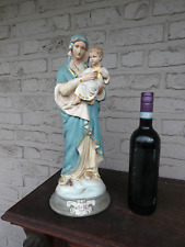 Antique chalk Notre dame De sacre Coeur Madonna child statue religious picture