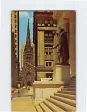 Postcard Trinity Church Looking Down Wall Street New York City New York picture