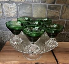 Vintage Burple Green Champagne Sherbet Glasses Swirl Foot Set Of 6 Circa 1950’s picture